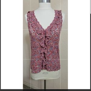 Cynthia Steffe crochet multicolor knit top